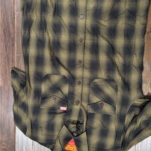 DIXXON Green and Black Plaid Casual Button Down Shirt